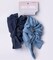 Set of Two Denim Dark Blue Light Blue Hair Scrunchies With Bow Coastal Cowgirl
